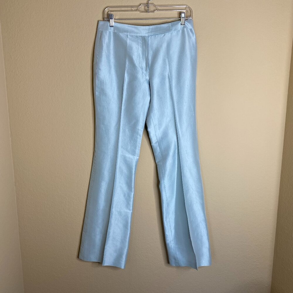 magaschoni flat front silk pants